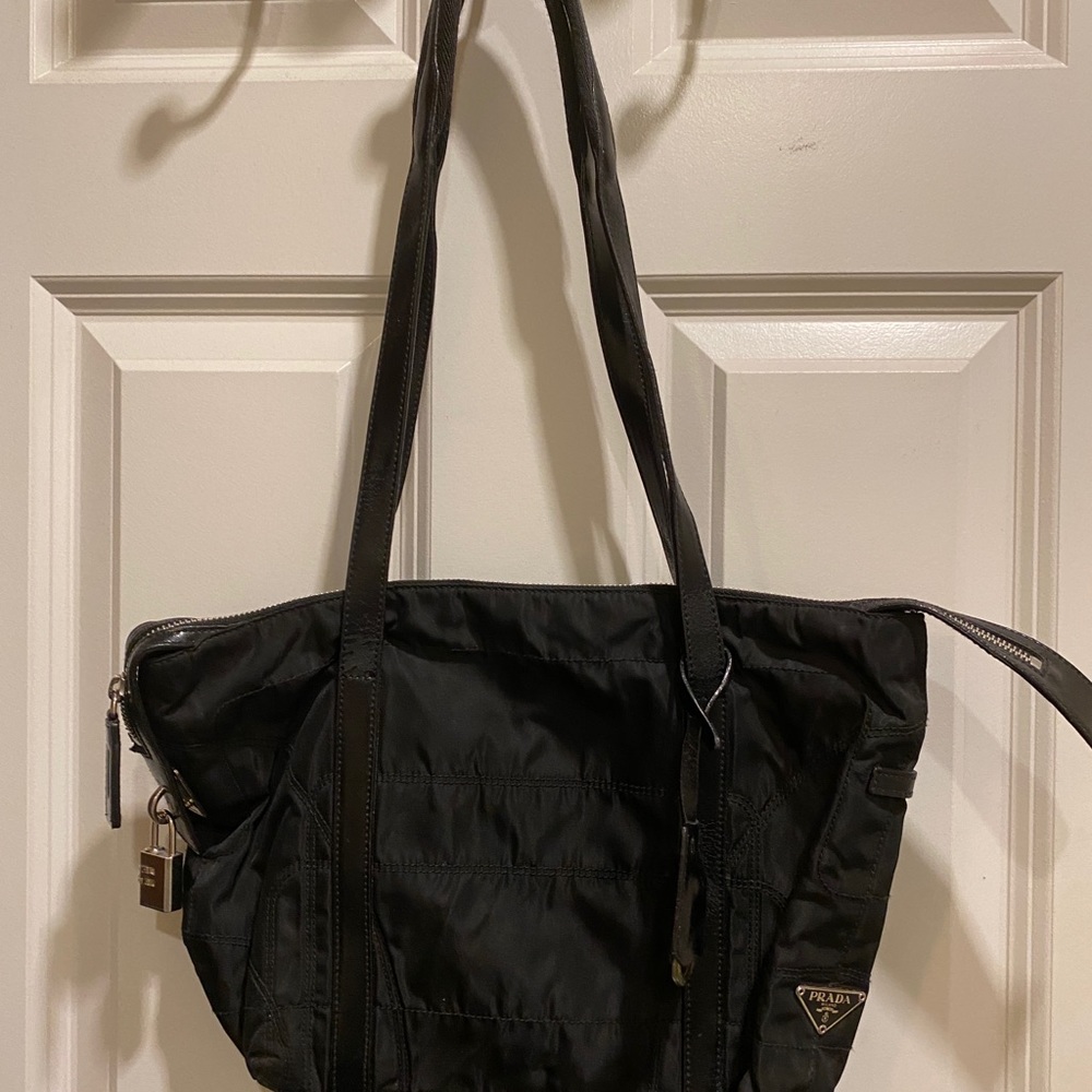 Prada Nylon Shoulder Bag Leather Trim (Vintage)